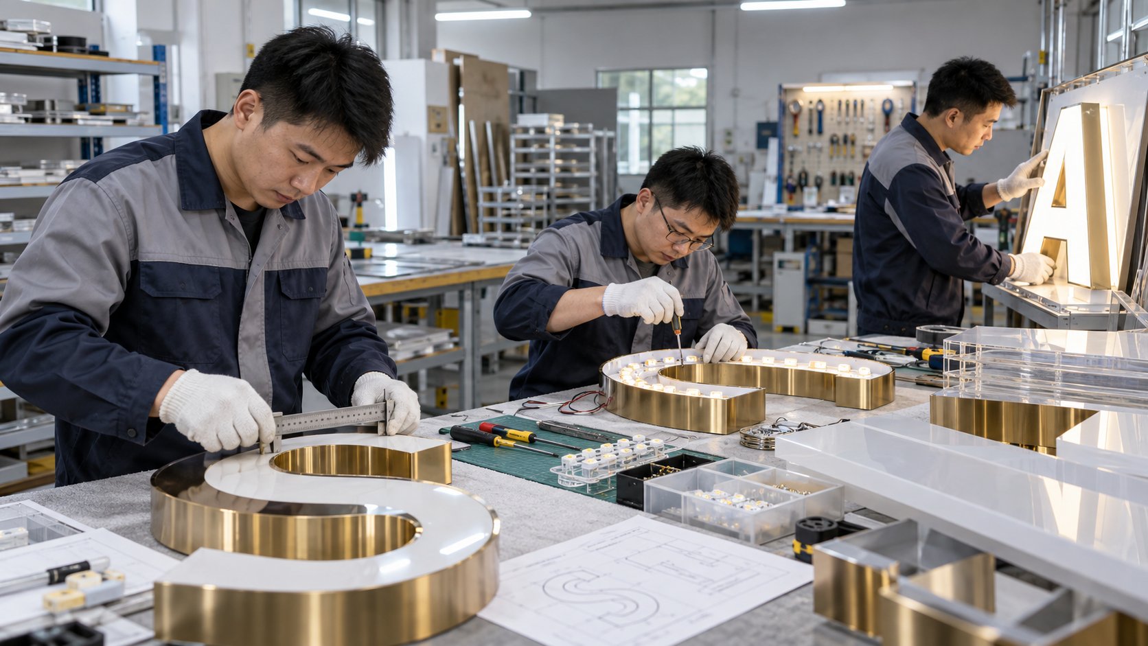 海元文化传媒厂房内制作发光字
