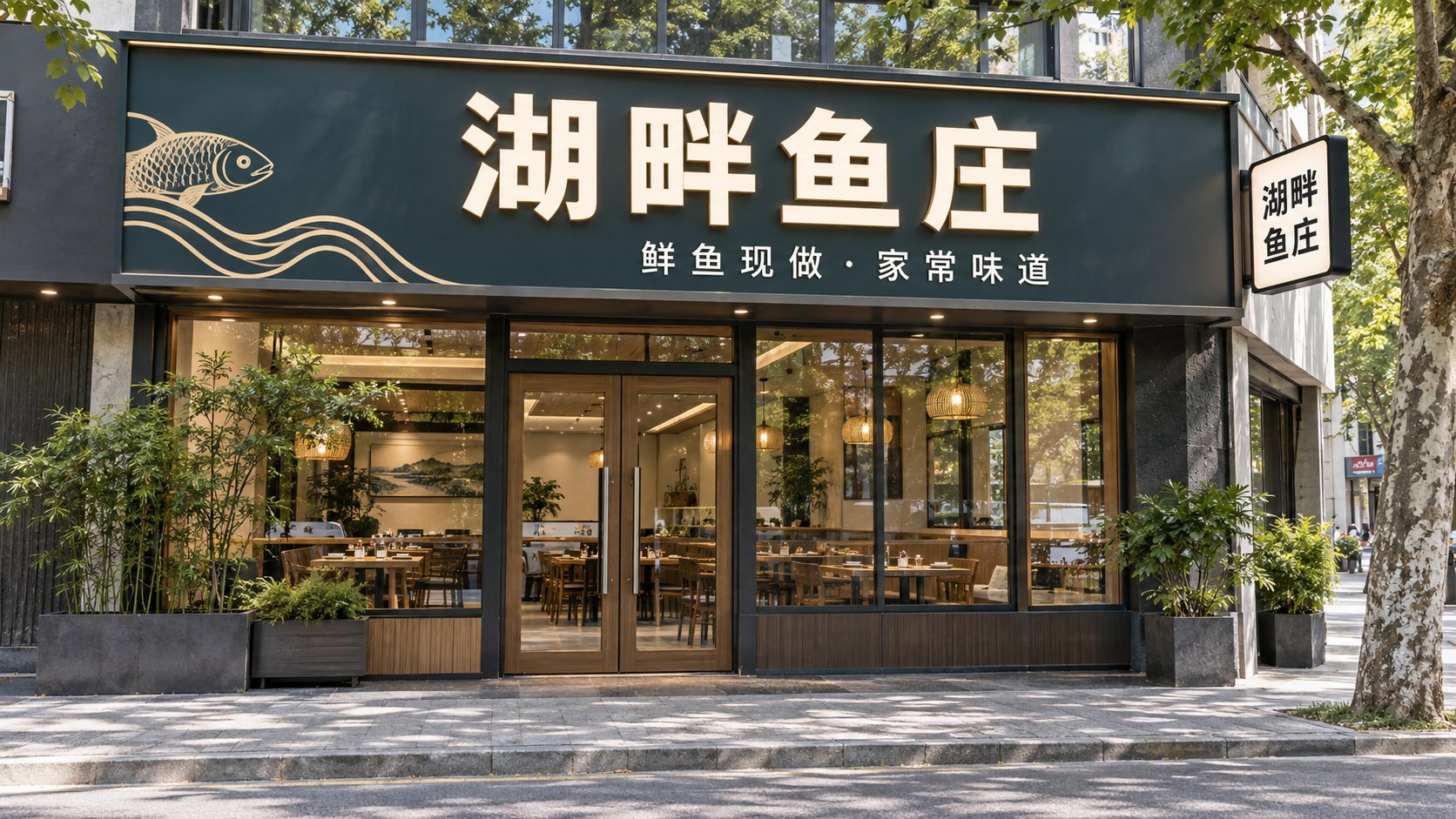店名与主营品类清晰的餐饮门头招牌